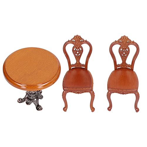Dollhouse Esstischstuhl Set Mini Größe Nostalgic Birch Alloy Toy Tisch Stuhl Modell Play House 1/12 von WONZHEC