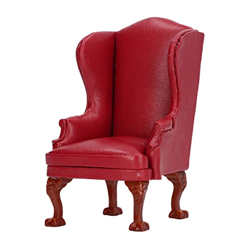 Mini -Sofa wunderschön gestaltete einzelne PU- und Stoff -Rückenlehne -Puppenhaus Miniaturmöbelsofa zur Dekoration von WONZHEC