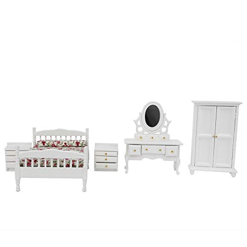 Miniatur Holz Schlafzimmer Möbel Set 5PCS DIY Dollhouse Accessoire für Kinder Kinder von WONZHEC