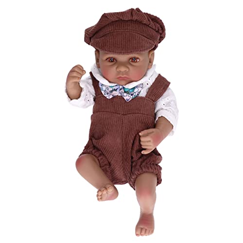 Silikon Babypuppe Schöne lebensechte weiche Spielzeug Geburtstags 10 Zoll Infant Doll Rollenspiel Kinder (10 Zoll schwarzes Mädchen mit offenen Augen) von WONZHEC