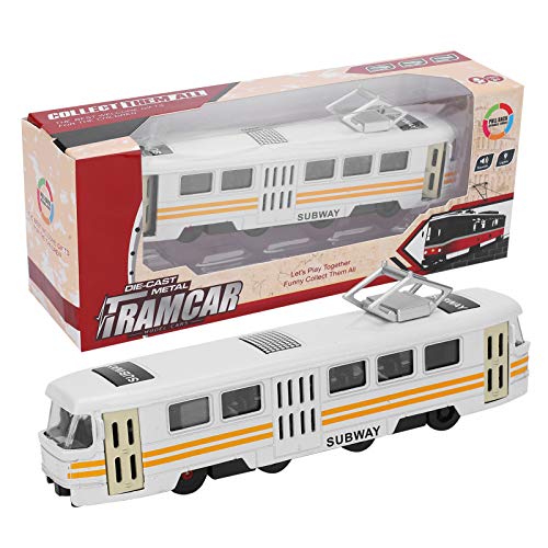 WONZHEC 1:90 Kinder Pullback Car Toy Kid Legierung Schallleuchte Simulationsautos Dekoration (Moderne Straßenbahn Weiß) von WONZHEC