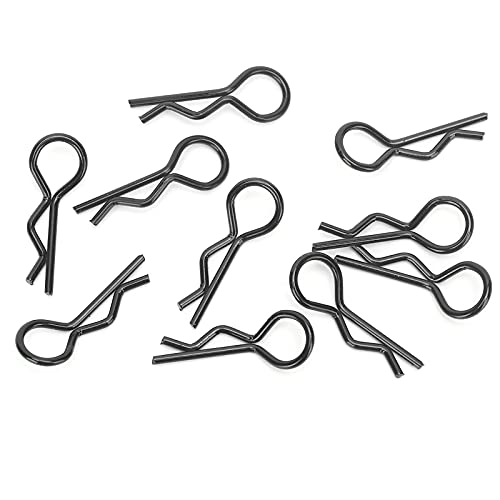 WONZHEC 10Pcs RC Car Shell Clip RShape Metal Body Clips Pins for 1/5 1/6 1/8 1/10 RC Car (Black) von WONZHEC