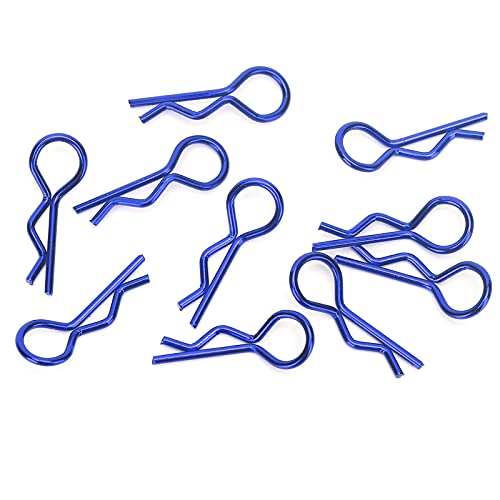 WONZHEC 10Pcs RC Car Shell Clip RShape Metal Body Clips Pins for 1/5 1/6 1/8 1/10 RC Car (Blue) von WONZHEC
