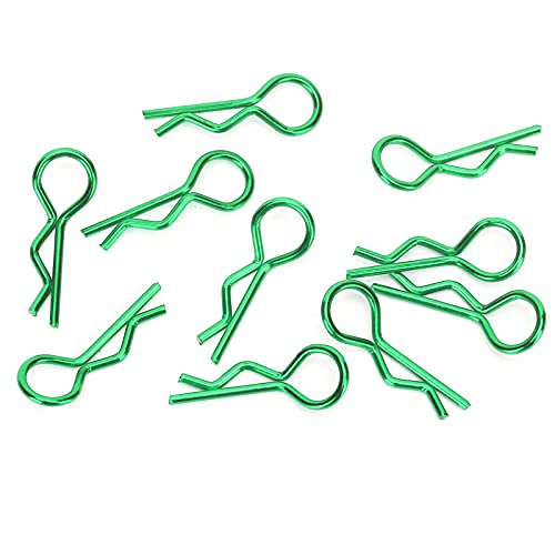WONZHEC 10Pcs RC Car Shell Clip RShape Metal Body Clips Pins for 1/5 1/6 1/8 1/10 RC Car (Green) von WONZHEC