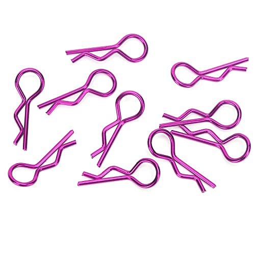 WONZHEC 10Pcs RC Car Shell Clip RShape Metal Body Clips Pins for 1/5 1/6 1/8 1/10 RC Car (Purple) von WONZHEC