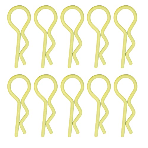 WONZHEC 10Pcs RC Car Shell Clip RShape Metal Body Clips Pins for 1/5 1/6 1/8 1/10 RC Car (Yellow) von WONZHEC