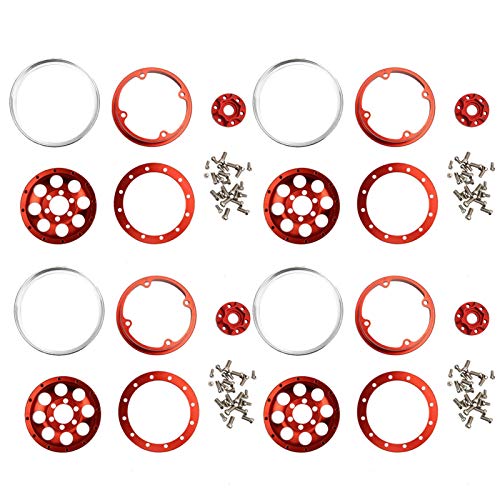 WONZHEC 4pcs Hub in lega in lega di alluminio da 1,9 pollici per 1:10 Crawler RC per assiale SCX10 SCX10 II 90046 (Stile g Rosso e Argento) von WONZHEC