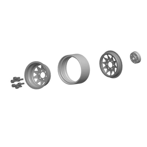 WONZHEC Aluminiumlegierung Rim Rand Beadlock 2,2 -Zoll -Rad Felgen Hub Ersatztrax4 SCX10 90046 AXI03007 Redcat Gen8 1/10 Fernbedienungsauto (Schwarz) von WONZHEC