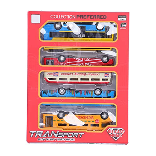 WONZHEC Das Spielzeug aus Legierung definiert Lernfahrzeuge für Kinder (Bus-Set Gruppe B, 4-teiliges Set)) von WONZHEC