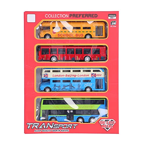WONZHEC Das Spielzeug aus Legierung definiert Lernfahrzeuge für Kinder (Bus-Set der Gruppe C Set 4-teilig)) von WONZHEC