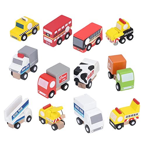 WONZHEC Hölzerne Mini Trucks vorwärts nach rückwärts kognitiver Bildungsautospielzeug für Kinder vorwärts von WONZHEC