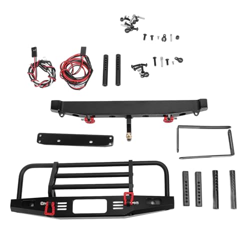 WONZHEC Metall vorderen Stoßfänger mit verstellbarem Pull -Ring -LED -Arbeitslicht und Schlepptauhaken für Axial SCX10 SCX10II 90046 1/10 RC Crawler Car von WONZHEC
