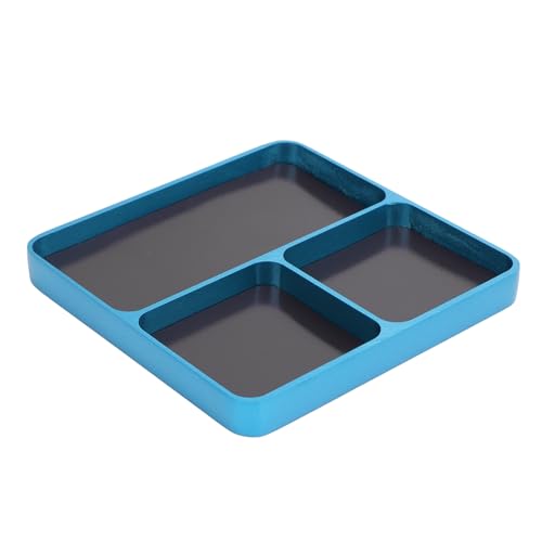 WONZHEC RC -Reparaturschraubenschale 3 Gitter Aluminiumlegierung Separate Lagerung Stylish Look SHORK FEELBEHORKE (Blau) von WONZHEC