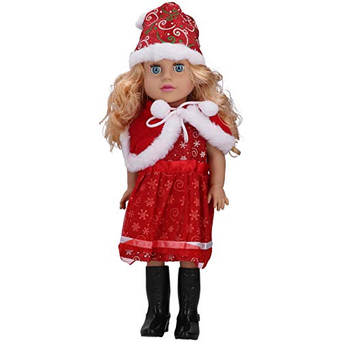 WONZHEC Weihnachtspuppe Set niedes lockiges Haar Baby Spielzeug für Kinder Kinderfotografie Requisiten und Sammlung (Q18-205 Weihnachten dreiteils Set Weiß) von WONZHEC