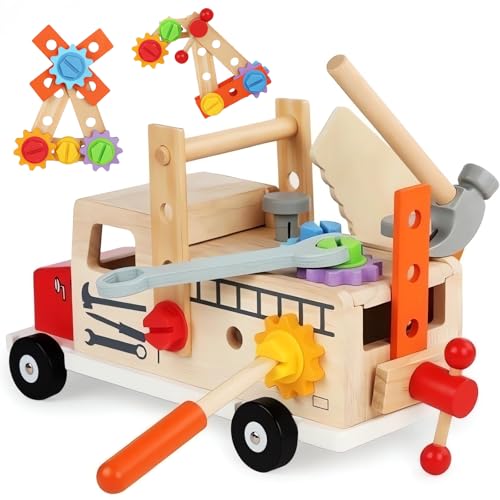 WONZHEC Werkzeugkasten für Kinderwerkbänke, Holzspielzeug, Werkzeuge für 3-, 4- und 5-Jährige, Montessori-Spielzeug, Werkzeugkasten, Lernspiele, Werkzeugsatz, Werkzeugwagen für Kinder. WONZHEC Werkzeugkasten für Kinderwerkbänke, Holzspielzeug, Werkzeuge für 3-, 4- und 5-Jährige, Montessori-Spielzeug, Werkzeugkasten, Lernspiele, Werkzeugsatz, Werkzeugwagen für Kinder. von WONZHEC