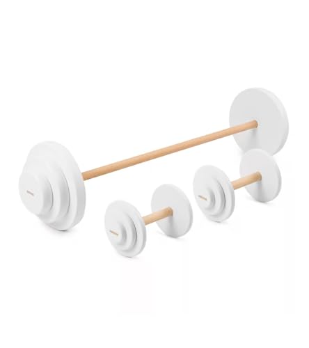 WOOBIBOO Fitness Set für Kinder - Hanteln und Langhantel aus Holz- Geschicklichkeitsspielzeug zur Förderung der Bewegung und Motorik - Weiß WOOBIBOO Fitness Set für Kinder - Hanteln und Langhantel aus Holz- Geschicklichkeitsspielzeug zur Förderung der Bewegung und Motorik - Weiß von WOOBIBOO