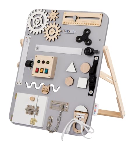 WOOBIBOO Montessori Busy Board Enjoy - Stehen Activity Board aus Holz für Kinder ab 1 Jahr, Lernspielzeug zur Förderung der Motorik und Kreativität, ideales Activity Spiel für Zuhause WOOBIBOO Montessori Busy Board Enjoy - Stehen Activity Board aus Holz für Kinder ab 1 Jahr, Lernspielzeug zur Förderung der Motorik und Kreativität, ideales Activity Spiel für Zuhause von WOOBIBOO