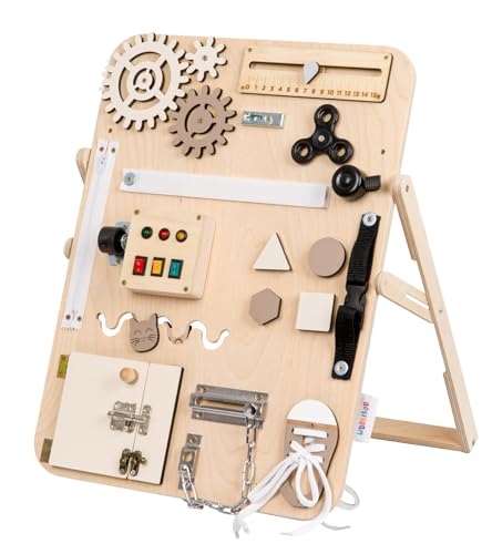 WOOBIBOO Montessori Busy Board Enjoy - Stehen Activity Board aus Holz für Kinder ab 1 Jahr, Lernspielzeug zur Förderung der Motorik und Kreativität, ideales Activity Spiel für Zuhause WOOBIBOO Montessori Busy Board Enjoy - Stehen Activity Board aus Holz für Kinder ab 1 Jahr, Lernspielzeug zur Förderung der Motorik und Kreativität, ideales Activity Spiel für Zuhause von WOOBIBOO