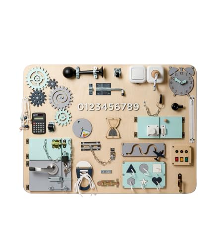 WOOBIBOO Montessori Busy Board Premium XL - Activity Board aus Holz für Kinder ab 1 Jahr, Lernspielzeug zur Förderung der Motorik und Kreativität, ideales Activity Spiel für Zuhause von WOOBIBOO