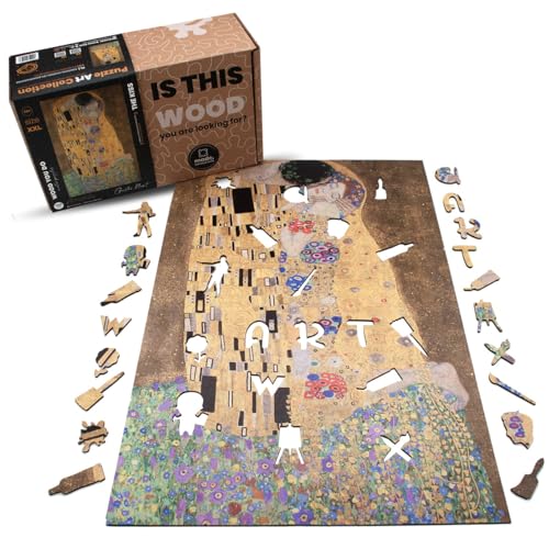 WOOD YOU DO Holzpuzzle Kunstmotiv Holzpuzzle Art Collection Kuss Wooden Puzzle Holzpuzzles 700 Teile, 38x58cm (Klimt, A2, XXL) von WOOD YOU DO
