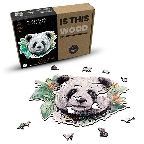 WOOD YOU DO Holzpuzzle Tiermotiv Holzpuzzle Für Erwachsene Wooden Puzzle Holzpuzzles Perfekt Geschenkidee für Erwachsene 140 Teile, 20x28cmcm (Fluffy Panda, A4, L) von WOOD YOU DO