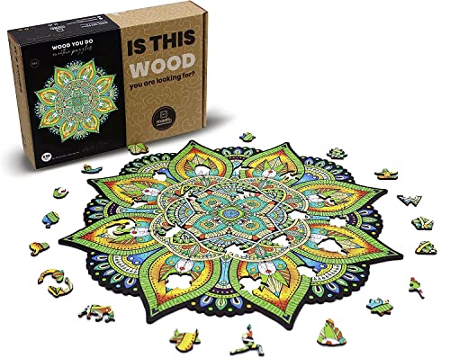WOOD YOU DO Holzpuzzle mit Mandala-Motiv Harmony Mandala Holzpuzzle Erwachsene Wooden Puzzle Puzzles für Erwachsene Geschenk für Erwachsene, 450 Teile, 37x37cm (Mandala, A2, XXL) von WOOD YOU DO
