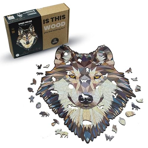 WOOD YOU DO Wooden Puzzle Wolf Motif Wooden Puzzle for Adults Wooden Puzzle Wooden Puzzle Wooden Puzzle Idea for Adults 47 x 36 cm, 465 Pieces (Abowe Wolf, A2, XXL) von WOOD YOU DO