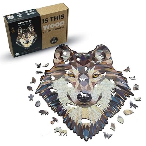 WOOD YOU DO Holzpuzzle mit Wolfsmotiv für Erwachsene - 47 x 36 cm, 465 Teile (Abowe Wolf, A2, XXL) von WOOD YOU DO