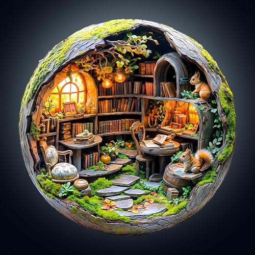 WOODBESTS Holzpuzzle Erwachsene, 3D Moosige Bibliothek Holzpuzzles, 270 Teile Holz Puzzle, Unregelmäßige Einzigartige Tierform Puzzle, Schön Geschenke für Puzzleliebhaber (34 * 34cm) von WOODBESTS