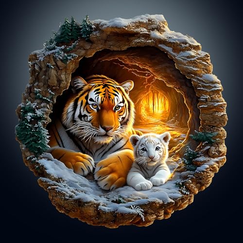 WOODBESTS Holzpuzzle Erwachsene, 3D Tiger Familie Holzpuzzle, Unregelmäßige einzigartige Puzzle, Schöne Geschenke für Puzzle-Liebhaber (34 * 33.8cm 290 Stück) von WOODBESTS