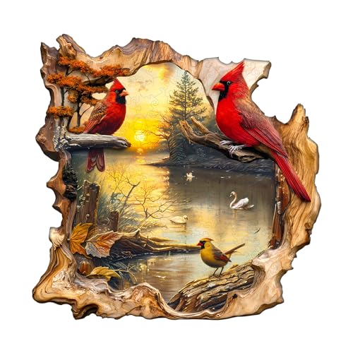 WOODBESTS Holzpuzzle Erwachsene, Am Sunset See Holzpuzzle, Unregelmäßige einzigartige Puzzle, Schöne Geschenke für Puzzle-Liebhaber (34 * 33.6cm 290 Stück) von WOODBESTS