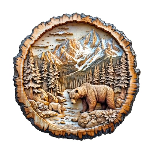 WOODBESTS Holzpuzzle Erwachsene, Bär Holzpuzzle, Unregelmäßige einzigartige Puzzle, Schöne Geschenke für Puzzle-Liebhaber (34 * 34cm 265 Stück) von WOODBESTS