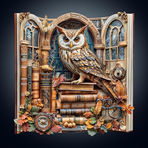 WOODBESTS Holzpuzzle Erwachsene, Bücherregal Eule Holzpuzzle, Unregelmäßige einzigartige Puzzle, Schöne Geschenke für Puzzle-Liebhaber (L-32 * 31cm 275 Stück) von WOODBESTS