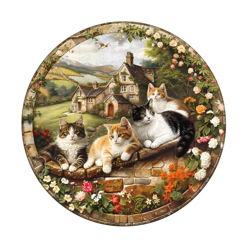 WOODBESTS Holzpuzzle Erwachsene, Cat House Holzpuzzle, Unregelmäßige Einzigartige Puzzle, Weihnachten und Geburtstag Geschenke für Puzzle-Liebhaber (34 x 34 cm,270 STK) von WOODBESTS