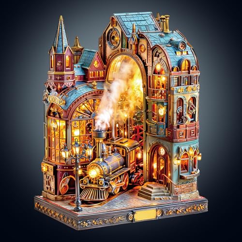 WOODBESTS Holzpuzzle Erwachsene, Dampf Haus Holzpuzzle, Unregelmäßige einzigartige Puzzle, Schöne Geschenke für Puzzle-Liebhaber (34 * 27cm 220 Stück) von WOODBESTS