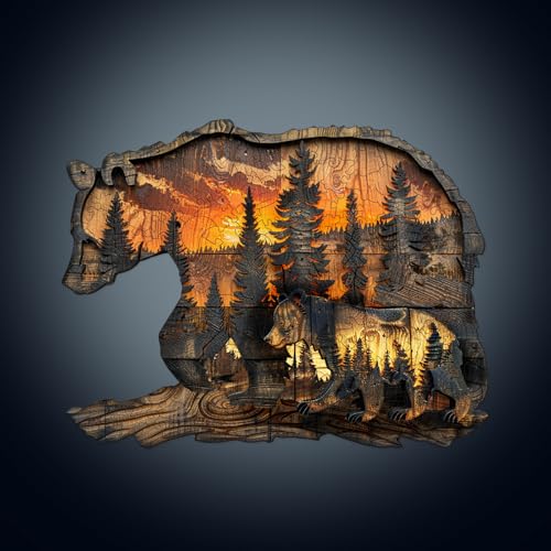 WOODBESTS Holzpuzzle Erwachsene, Der Verkleidete Bär Holzpuzzle, Unregelmäßige Einzigartige Puzzle, Weihnachten und Geburtstag Geschenke für Puzzle-Liebhaber (34 x 26.1 cm,210 STK) von WOODBESTS