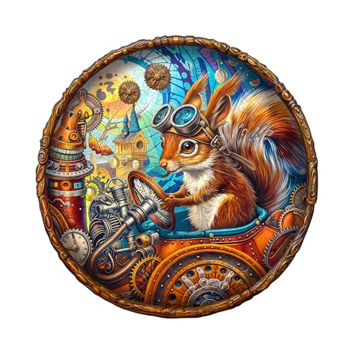 WOODBESTS Holzpuzzle Erwachsene, Eichhörnchen Holzpuzzles, 270 Teile Holz Puzzle, Unregelmäßige Einzigartige Tierform Puzzle, Schön Geschenke für Puzzleliebhaber (L-34 * 34 cm) von WOODBESTS
