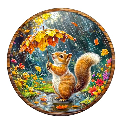 WOODBESTS Holzpuzzle Erwachsene, Eichhörnchen Träume Holzpuzzle, Unregelmäßige einzigartige Puzzle, Schöne Geschenke für Puzzle-Liebhaber (34 * 33.9cm 270 Stück) von WOODBESTS