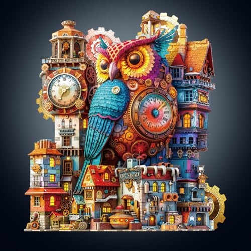 WOODBESTS Holzpuzzle Erwachsene, Eulenschloss Holzpuzzle, Unregelmäßige einzigartige Puzzle, Schöne Geschenke für Puzzle-Liebhaber (34 * 31.2cm 250 Stück) von WOODBESTS