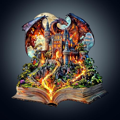 WOODBESTS Holzpuzzle Erwachsene, Feuerdrache Holzpuzzle, Unregelmäßige einzigartige Puzzle, Schöne Geschenke für Puzzle-Liebhaber (34 * 33cm 270 Stück) von WOODBESTS