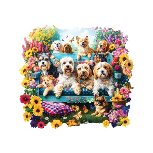 WOODBESTS Holzpuzzle Erwachsene, Gartenwelpe Hund Holzpuzzle, Unregelmäßige einzigartige Puzzle, Schöne Geschenke für Puzzle-Liebhaber (34 * 30.9cm 275 Stück) von WOODBESTS