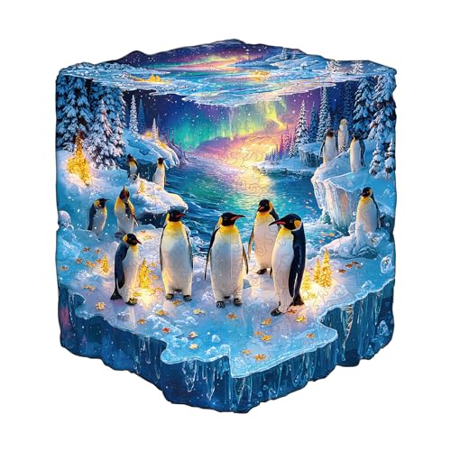 WOODBESTS Holzpuzzle Erwachsene, Gefrorene Pinguine Holzpuzzle, Unregelmäßige einzigartige Puzzle, Schöne Geschenke für Puzzle-Liebhaber (34 * 31.1cm 265 Stück) von WOODBESTS
