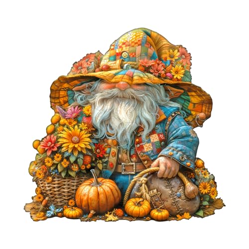 WOODBESTS Holzpuzzle Erwachsene, Goldener GNOME Holzpuzzle, Unregelmäßige einzigartige Puzzle, Schöne Geschenke für Puzzle-Liebhaber (34 * 32.6cm 260 Stück) von WOODBESTS