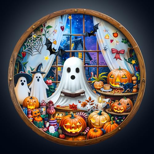 WOODBESTS Holzpuzzle Erwachsene, Halloween Party Halloween Holzpuzzle, Unregelmäßige Einzigartige Puzzle, Weihnachten und Geburtstag Geschenke für Puzzle-Liebhaber (34 x 34 cm,260 STK) von WOODBESTS