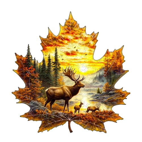 WOODBESTS Holzpuzzle Erwachsene, Hirsch Holzpuzzles, 240 Teile Holz Puzzle, Unregelmäßige Einzigartige Tierform Puzzle, Schön Geschenke für Puzzleliebhaber (34 * 33.2 cm) von WOODBESTS