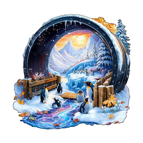 WOODBESTS Holzpuzzle Erwachsene, Märchen im Winter Holzpuzzle, Unregelmäßige Einzigartige Puzzle, Weihnachten und Geburtstag Geschenke für Puzzle-Liebhaber (34 x 33.2 cm,270 STK) von WOODBESTS
