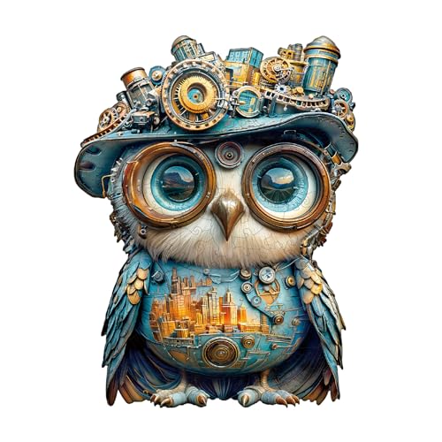 WOODBESTS Holzpuzzle Erwachsene, Mechanische Eule Holzpuzzle, Unregelmäßige einzigartige Puzzle, Schöne Geschenke für Puzzle-Liebhaber (L-34 * 26cm 215 Stück) von WOODBESTS