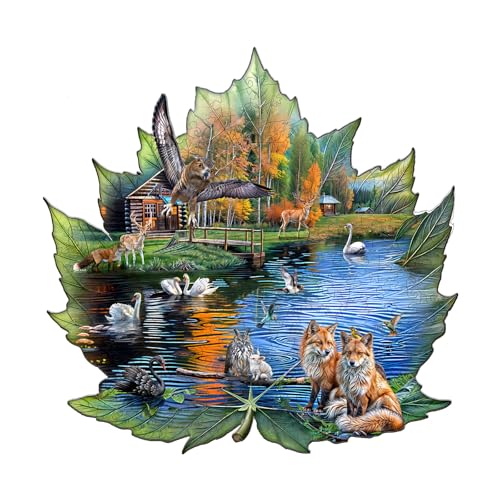 WOODBESTS Holzpuzzle Erwachsene, Nacht-See Holzpuzzle, Unregelmäßige einzigartige Puzzle, Schöne Geschenke für Puzzle-Liebhaber, Familienspiel-Geburtstagsgeschenk (L-34 * 33.3cm 240 Stück) von WOODBESTS