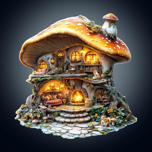WOODBESTS Holzpuzzle Erwachsene, Pilzhaus Holzpuzzles, 290 Teile Holz Puzzle, Unregelmäßige Einzigartige Tierform Puzzle, Schön Geschenke für Puzzleliebhaber (33.2 * 34 cm) von WOODBESTS