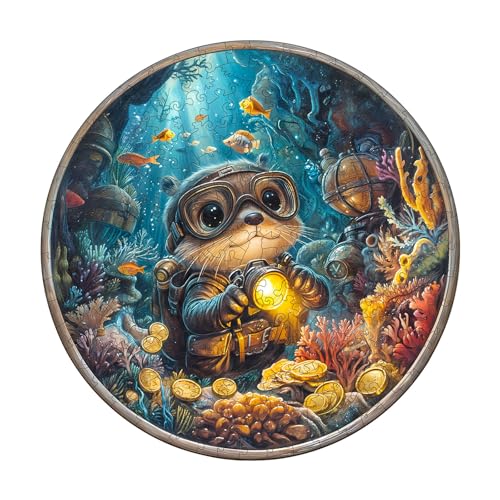 WOODBESTS Holzpuzzle Erwachsene, Seeotter Holzpuzzle, Unregelmäßige einzigartige Puzzle, Schöne Geschenke für Puzzle-Liebhaber, Familienspiel-Geburtstagsgeschenk (L-34 * 34cm 265 Stück) von WOODBESTS